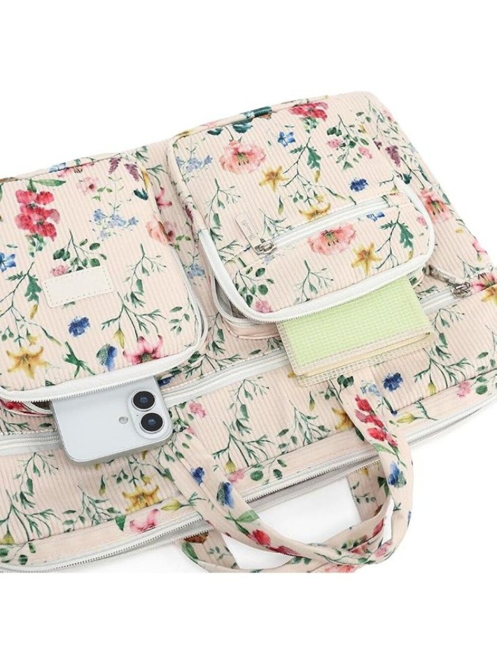 Canvaslife 15.6" Retro Floral Laptop Shoulder Tote Bag Corduroy - Picture 5 of 5